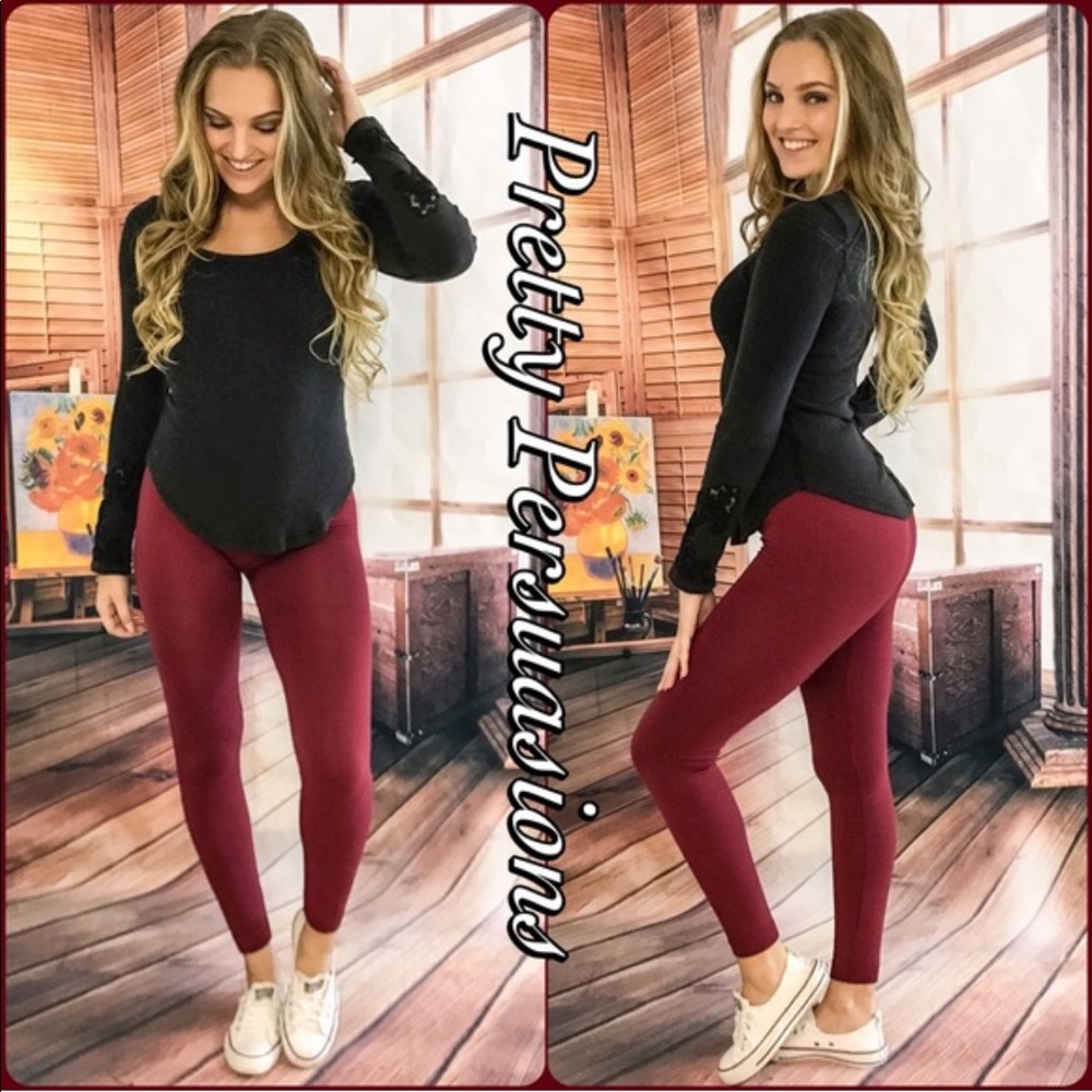 Black Fleece Lined Soft Comfy Full Length Leggings - Picture 7 of 7